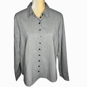 Elemente Clemente Gray Button Down Shirt Size 4 XL Boutique Boxy Lagenlook D1-20